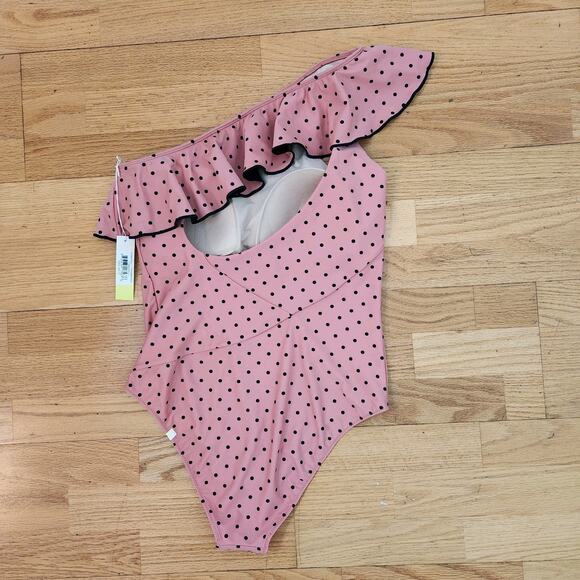 New Summersalt Swimsuit Sz 12 Womens OnePiece Ruffle Sidestroke Bathing Polkadot - Picture 3 of 10